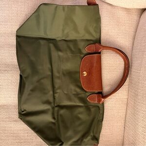Longchamp Green and Brown Tote Bag